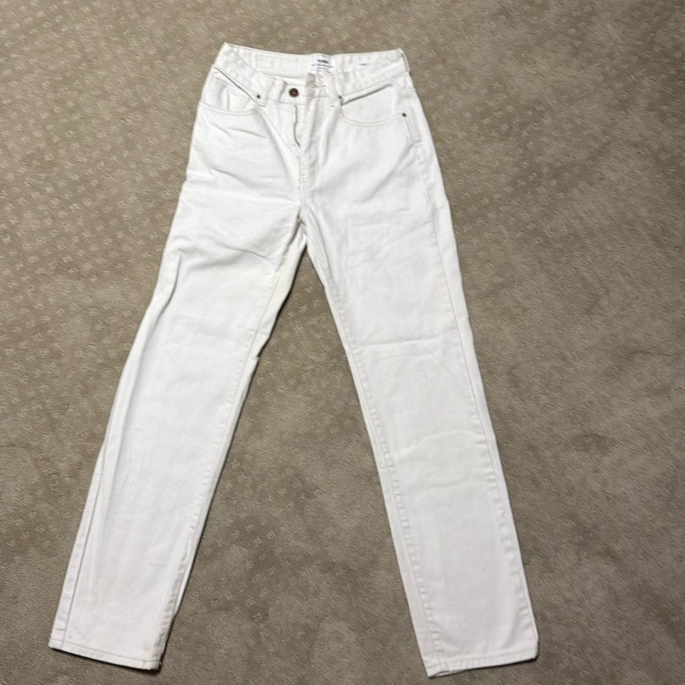 Cotton On Women's Size 4 White High Rise Long Straight Leg Jeans